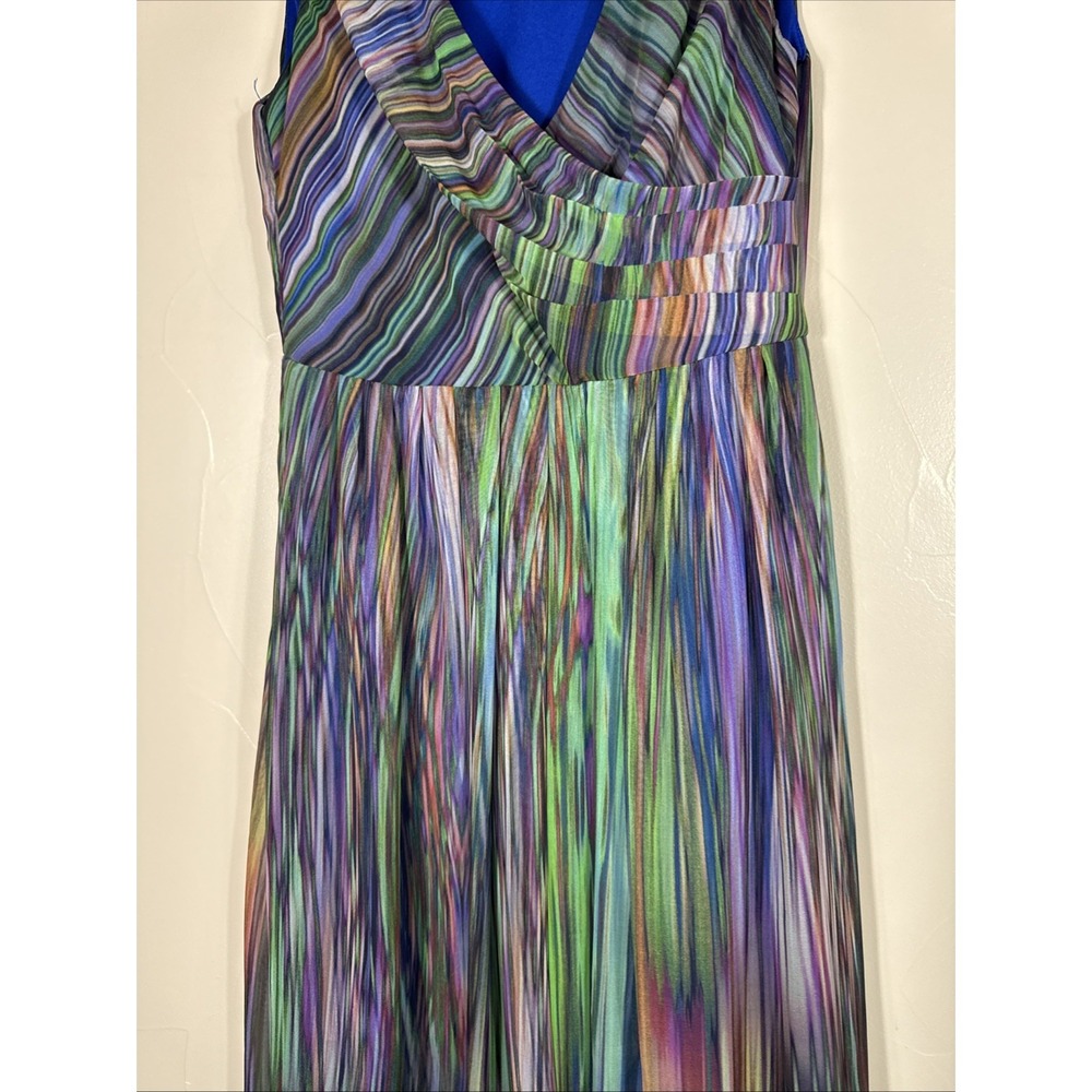 Coldwater Creek Sz 4 Maxi Dress Boho Striped‎ Lined Flowy Side Zip - Picture 3 of 10